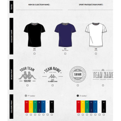 Tee shirt coton kappa - modèle RIETI personnalisable